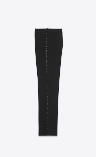 Wool canvas tuxedo pants with studs